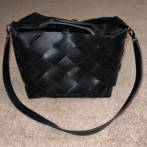 ELK Black Large Leather Woven Tote